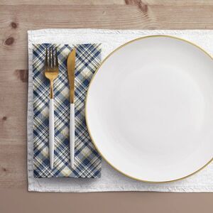 NWT Porter Anna- Navy & Gold  Cotton Napkin 4-set, Tartan